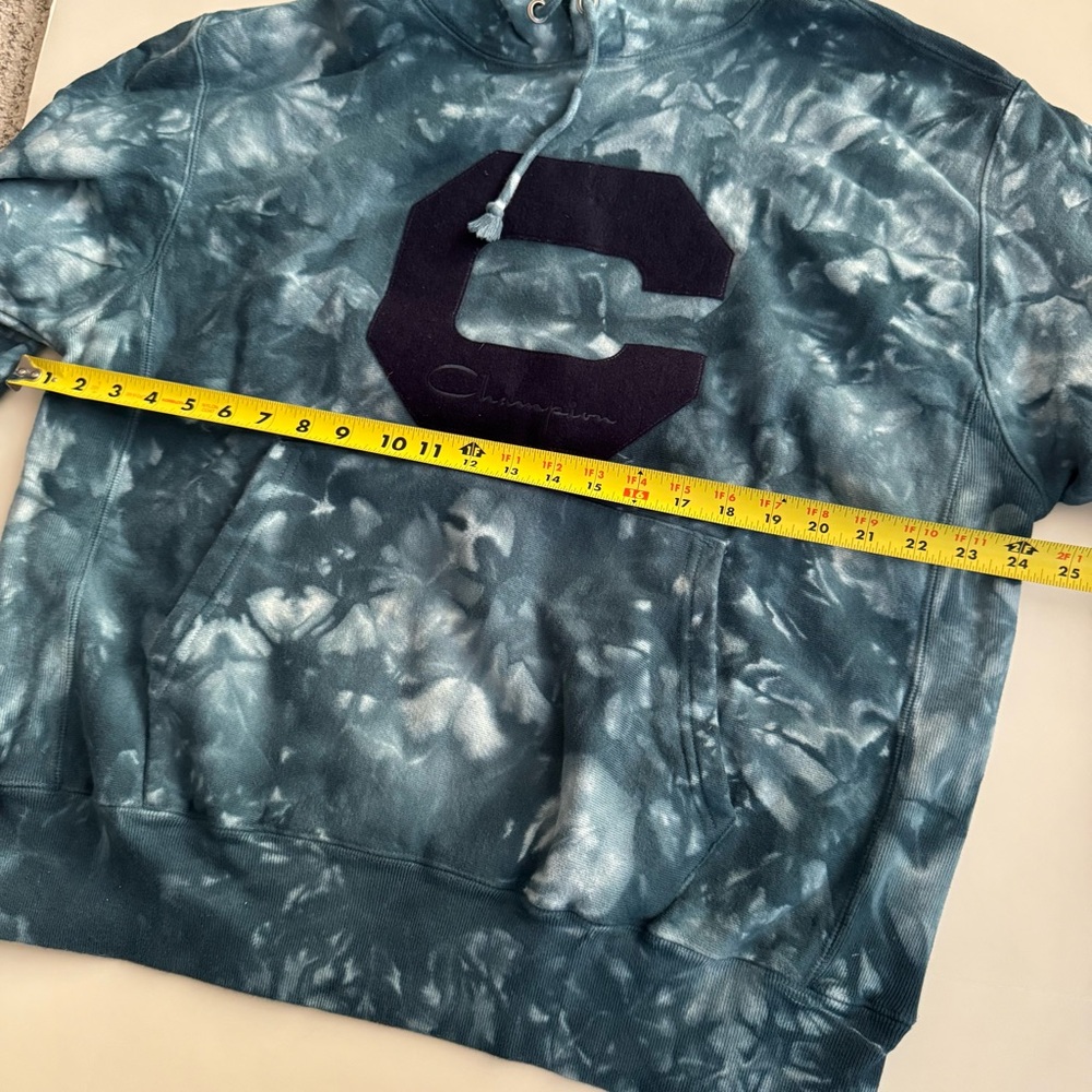 Champion Reverse Weave Tie Dye Hoodie Big “C” Logo Pullover Large - Picture 3 of 7